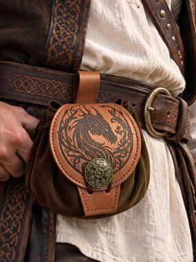 Dragon Medieval Belt Pouch Viking Dice Bag Renaissance Faire LARP Fantasy Quest